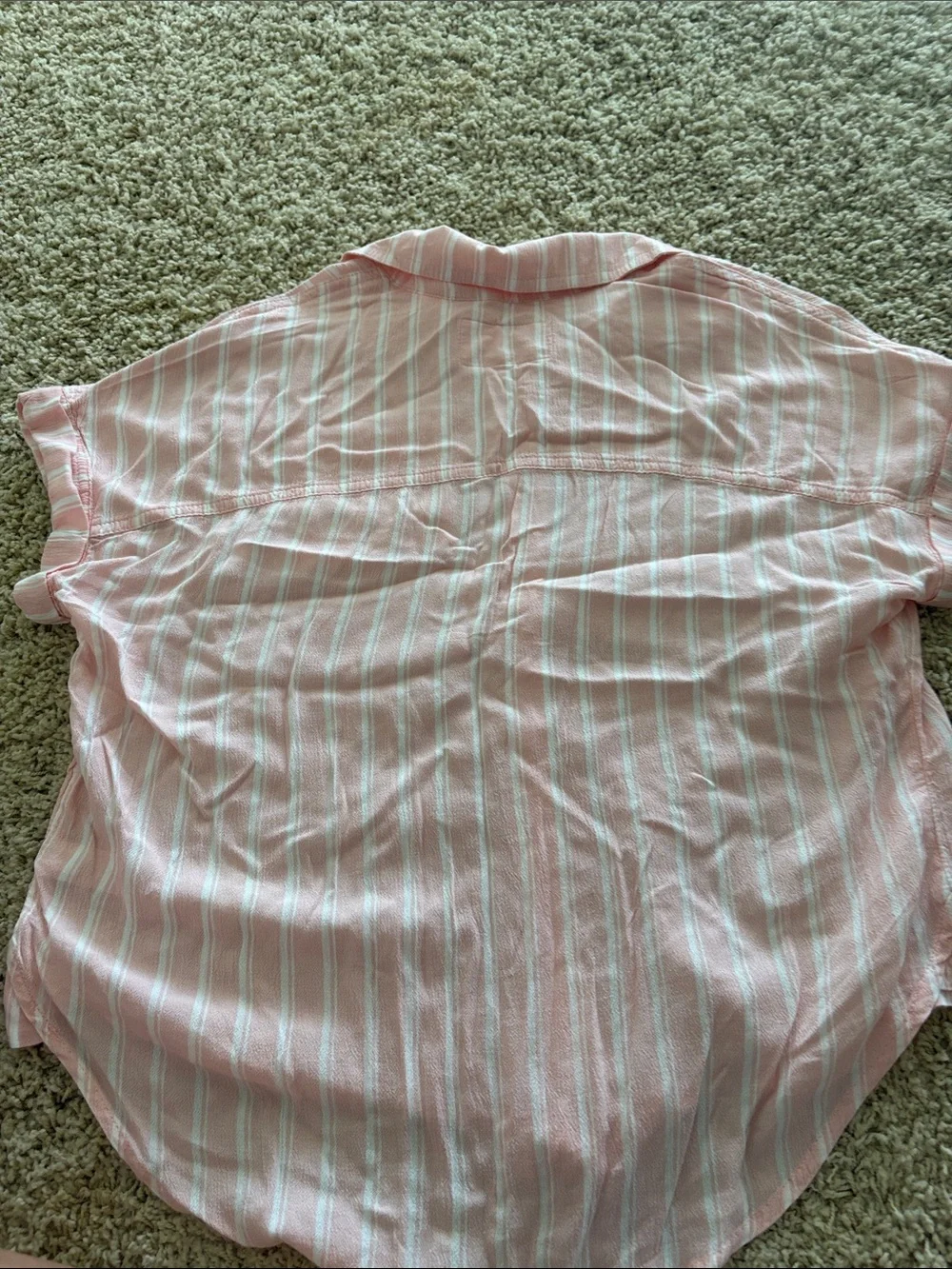 Justice Pink and White Striped Tie-Front Button Shirt